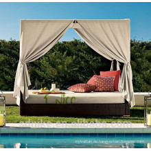 Modernes Design Rattan King Size Outdoor Sonnenliege mit Baldachin